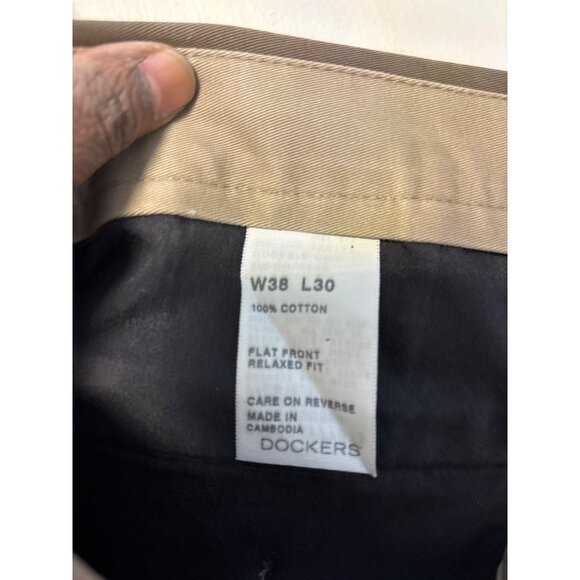 Dockers Mens Khaki Flat-Front Dress Pants Size 38W X 30L Cotton Blend - Picture 8 of 10